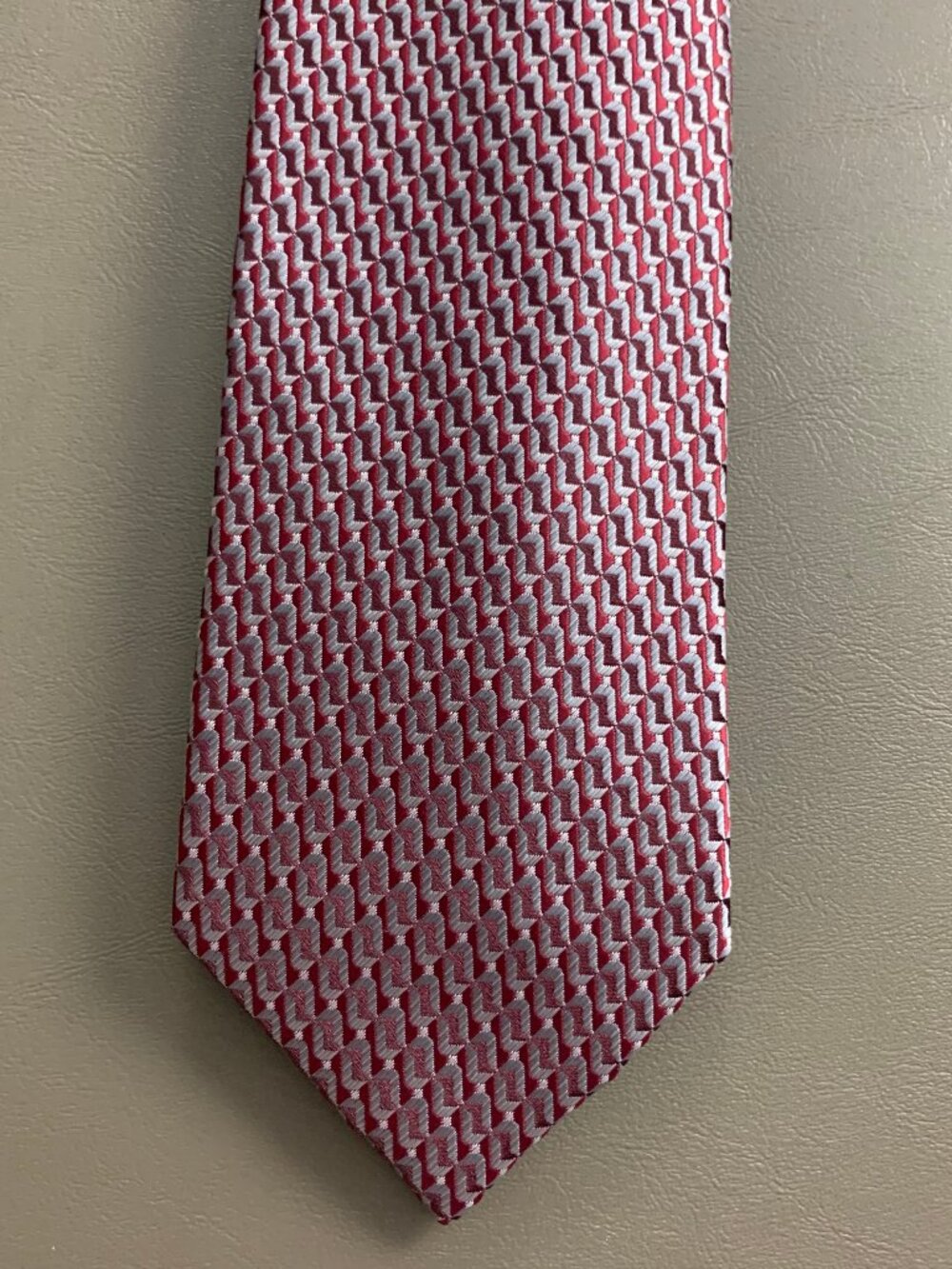 Perry Ellis Men's Classic 3'' 100% Polyester Neck Tie, Red Langer Geometric